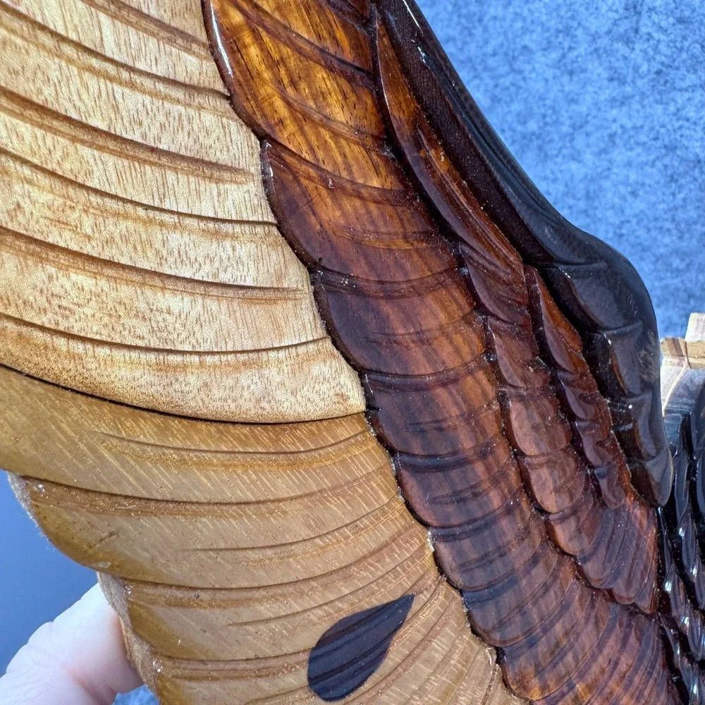 Handmade Wooden Carved Sign Golden Eagle‎ Motorcycle Plaque Harley Mancave Biker